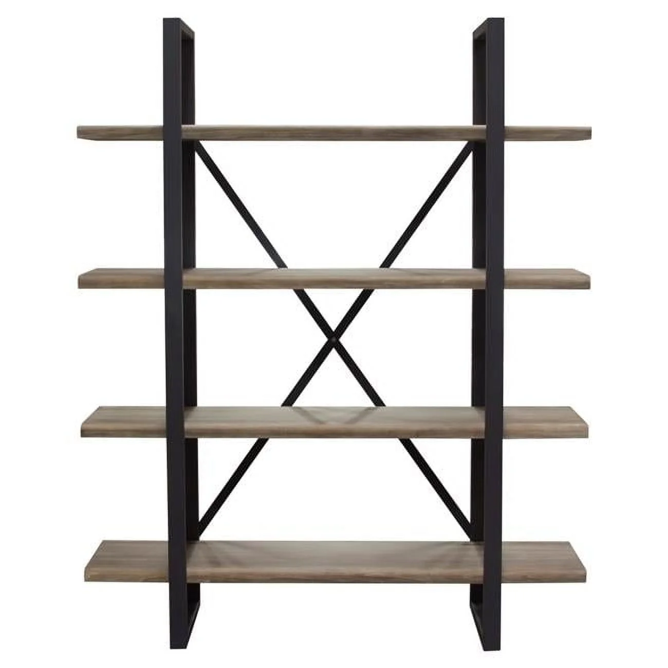 73 in. Montana 4-Tiered Shelf Unit, Rustic Oak with Iron Frame