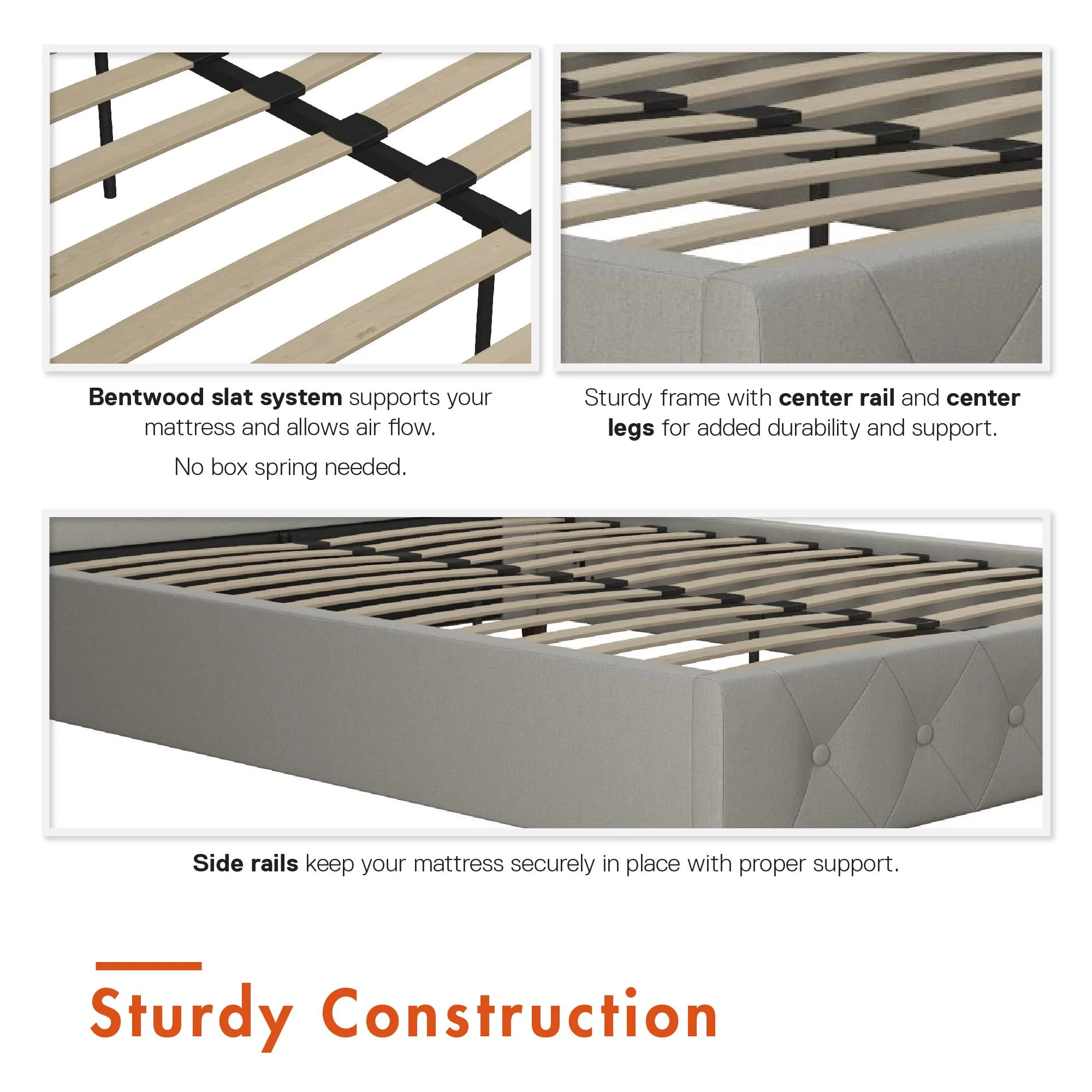 CosmoLiving by Cosmopolitan Mercer Upholstered Bed, Light Gray Linen, King