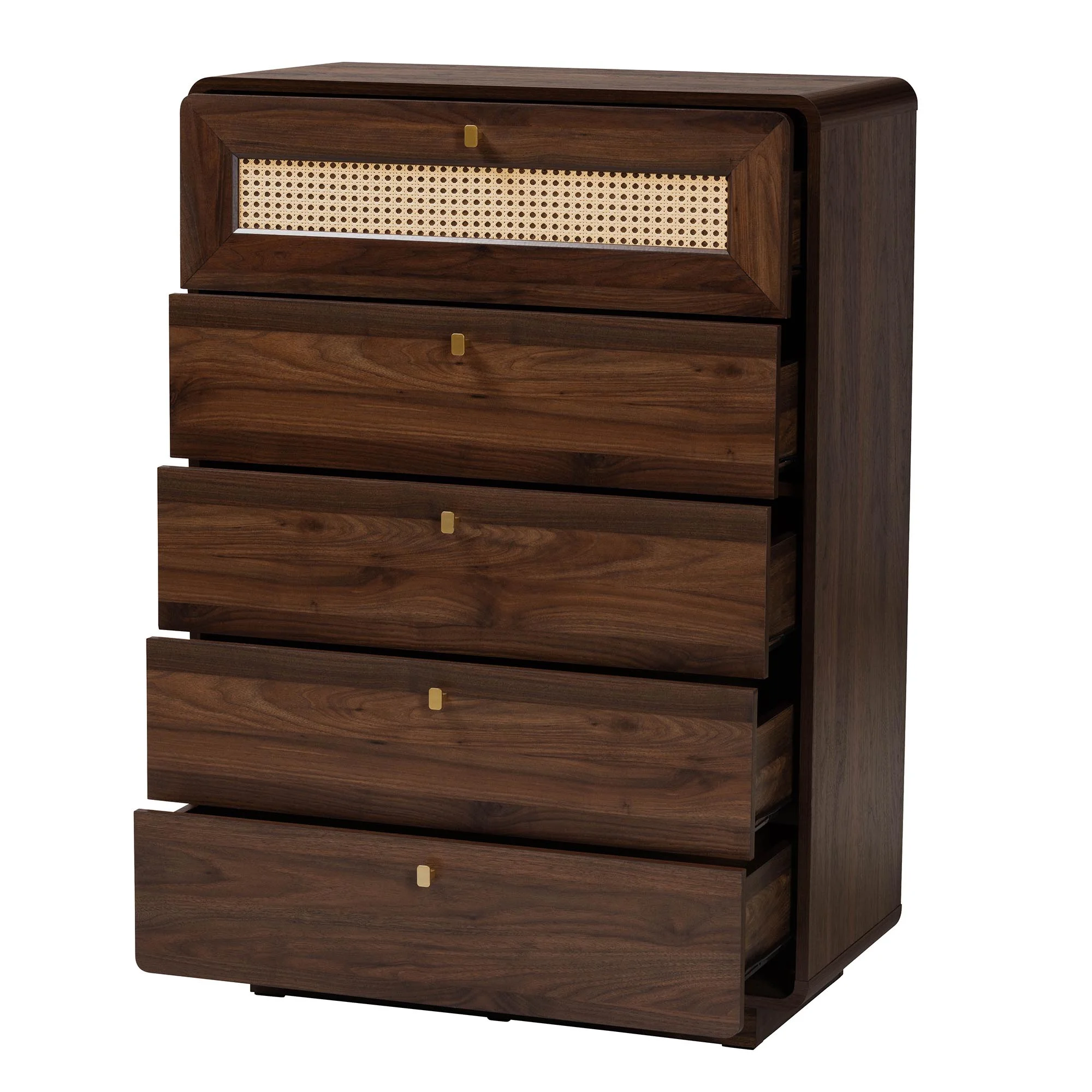 Baxton Studio Jenibelle Classic Chest, 5-Drawer, Walnut Brown
