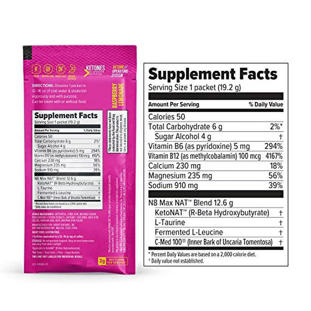 Pruvit Nat Keto Os Raspberry Lemonade sealed box of 20 packs Ketone Drink