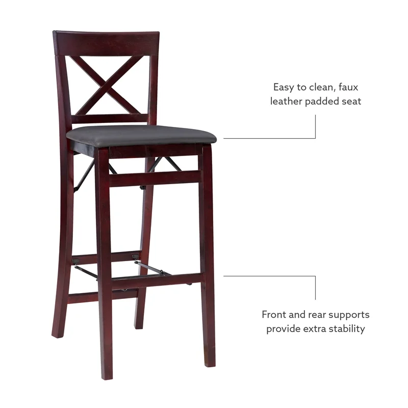 Linon Triena X Back Folding Bar Stool, 30 inch Seat Height