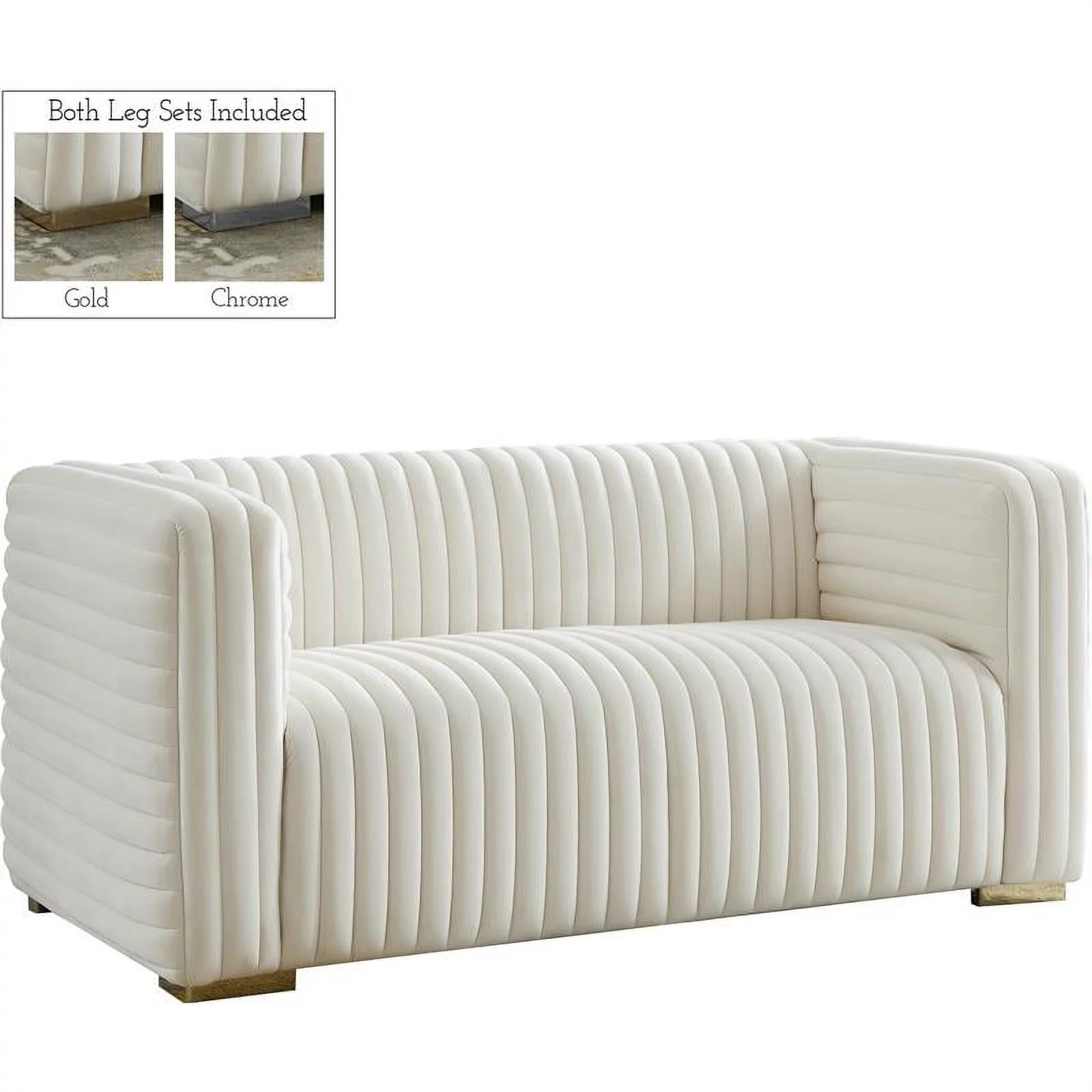 Meridian Furniture Ravish Cream Velvet Loveseat