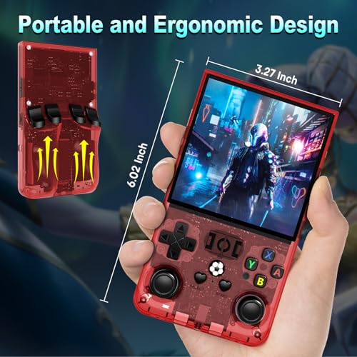 R36MAX Handheld Retro Game Console,Retro Video Game Console Built-in Games,4.0 inch IPS Screen,Linux System with Professional Gaming Chip,4000mAh Rechargeable Battery(Transparent Gray)