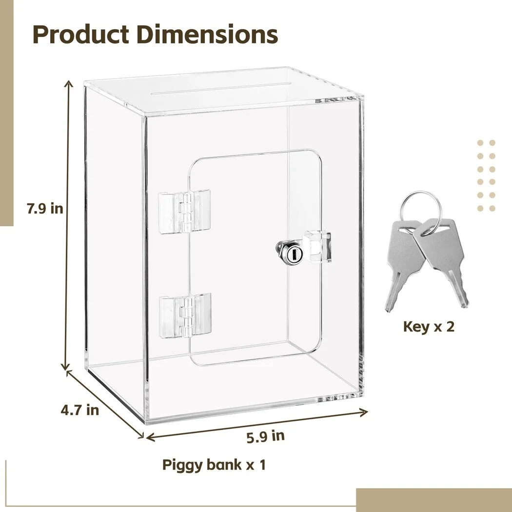 Large Clear Piggy Bank, Piggy Bank Case Box, Openable Piggy Bank with Lock, Money Box with Key, Money Banks Coins Saving Pot, Cash Container Box Coin Jar Gift