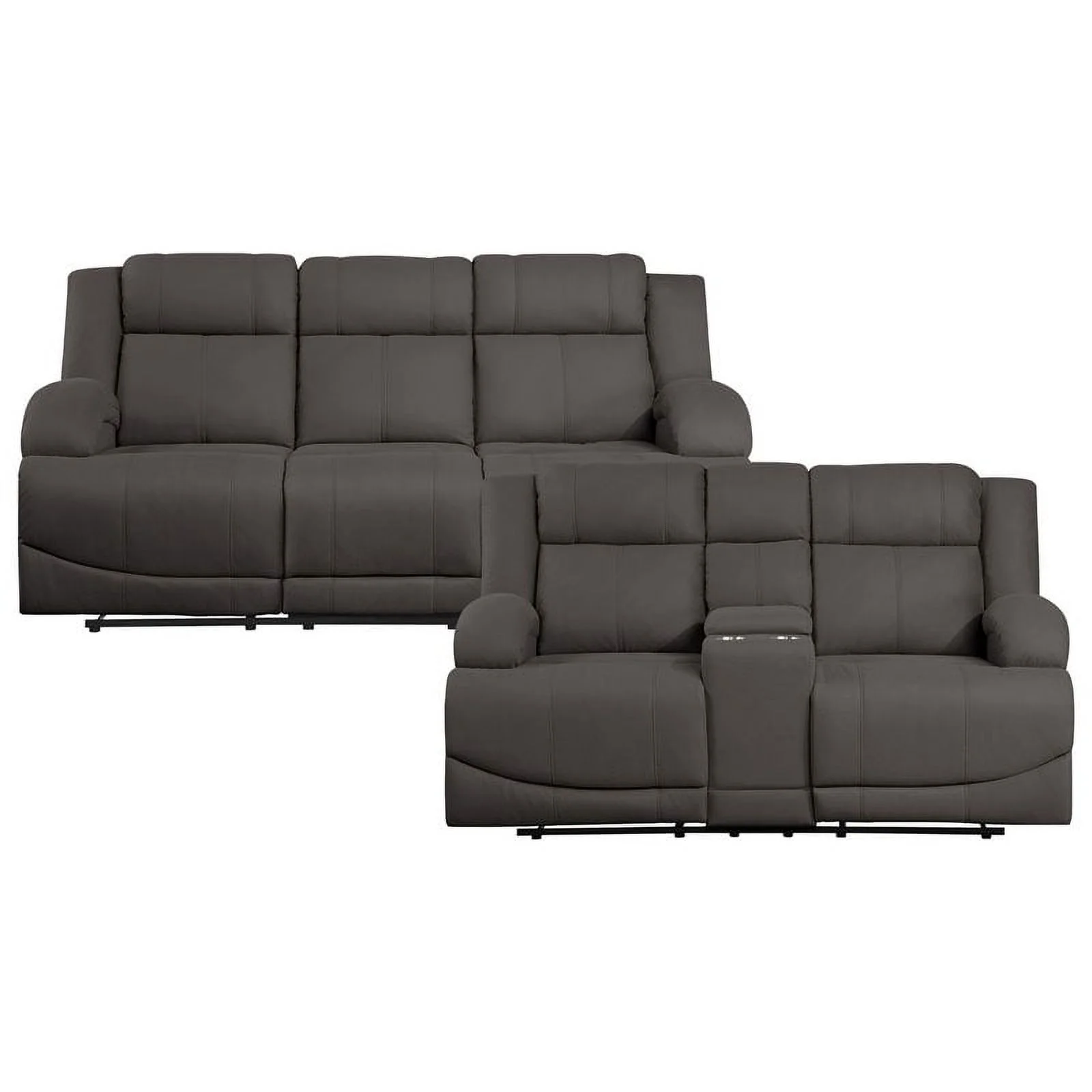 Lexicon Camryn Traditional Wood & Fabric Double Reclining Sofa in Chocolate