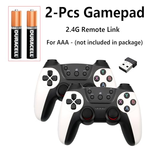 Gaming Controller for 2 Players, 2.4G Dual Handle with USB Receiver, AAA Battery-Powered, Plug-and-Play Ergonomic Gamepad for PC/Laptop/Console -white (Black)