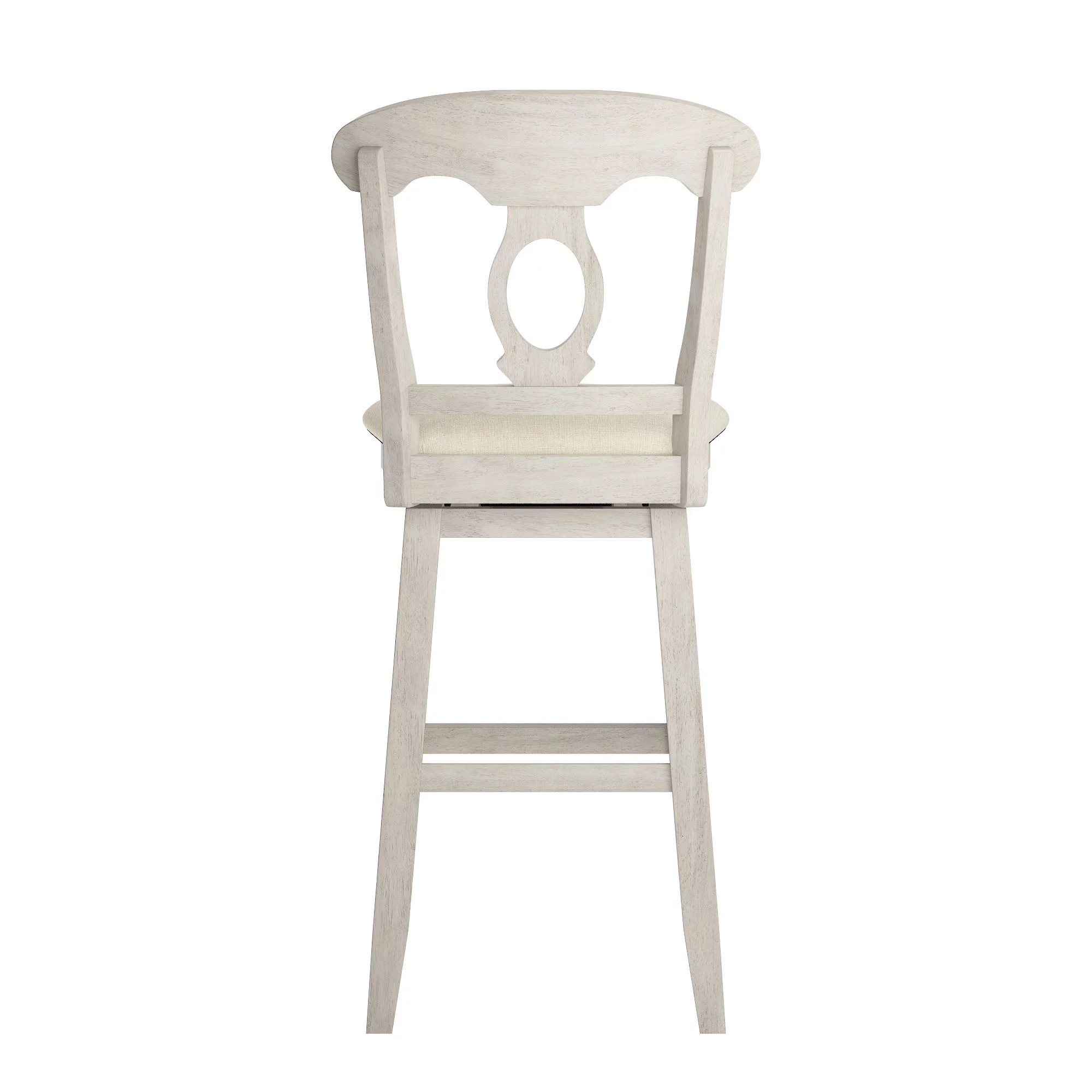 Weston Home Sheena Napoleon Back Bar Height Wood Swivel Stool, Antique White