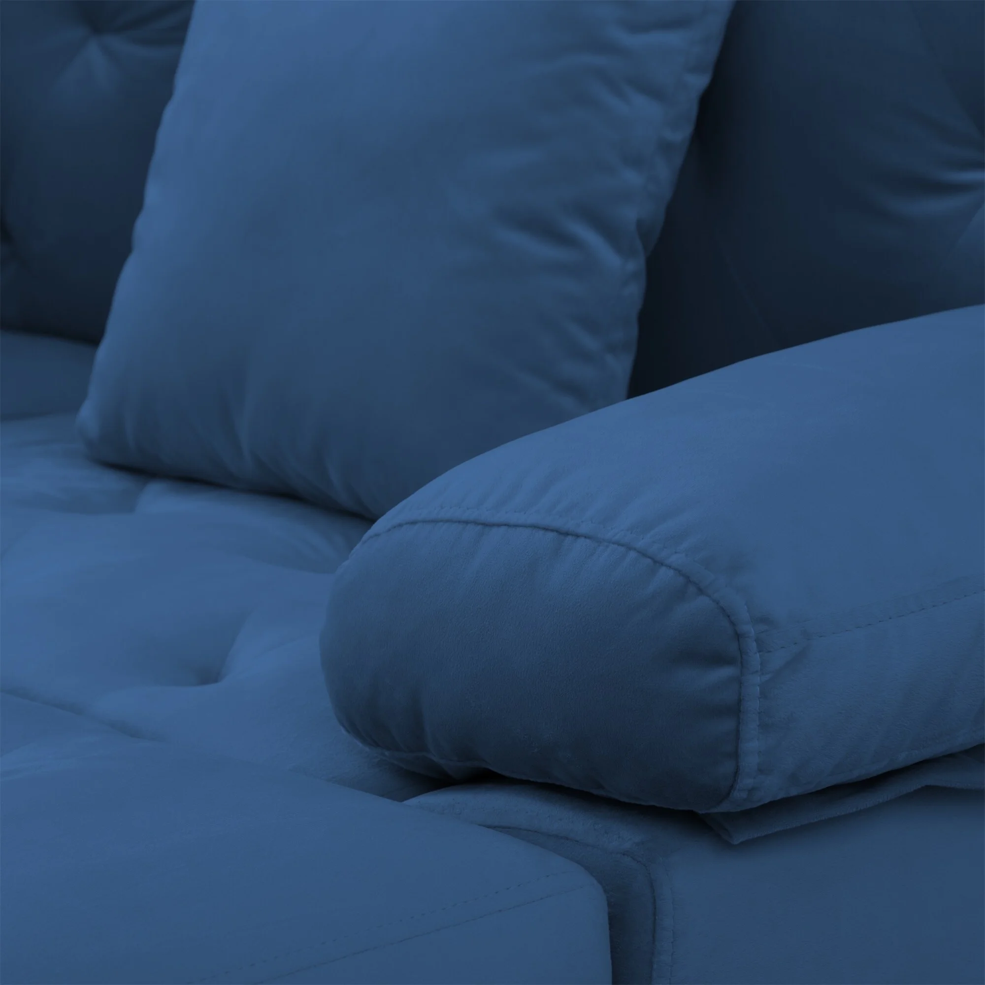 Modern U-Shaped Sectional Sofa with Removable Cushion and Ottoman Navy Blue