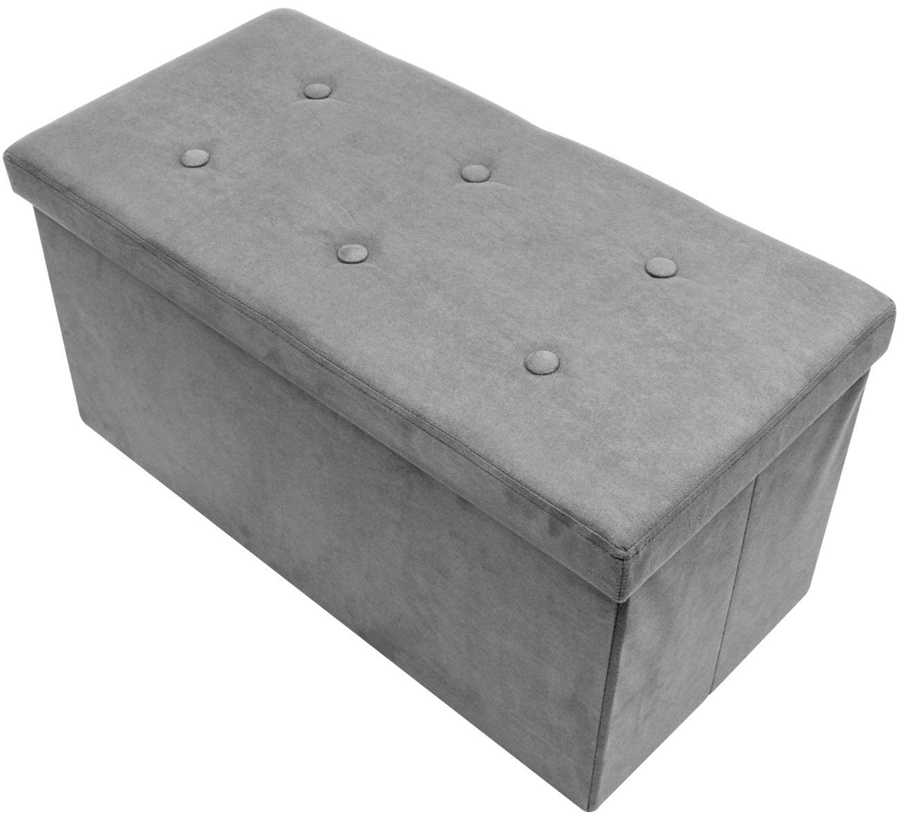 Sorbus Storage Bench Chest ? Collapsible/Folding Bench Ottoman with Cover?Perfect Hope Chest, Pouffe Ottoman, Coffee Table, Seat, Foot Rest, and more ? Contemporary Faux Suede (Small, Gray)