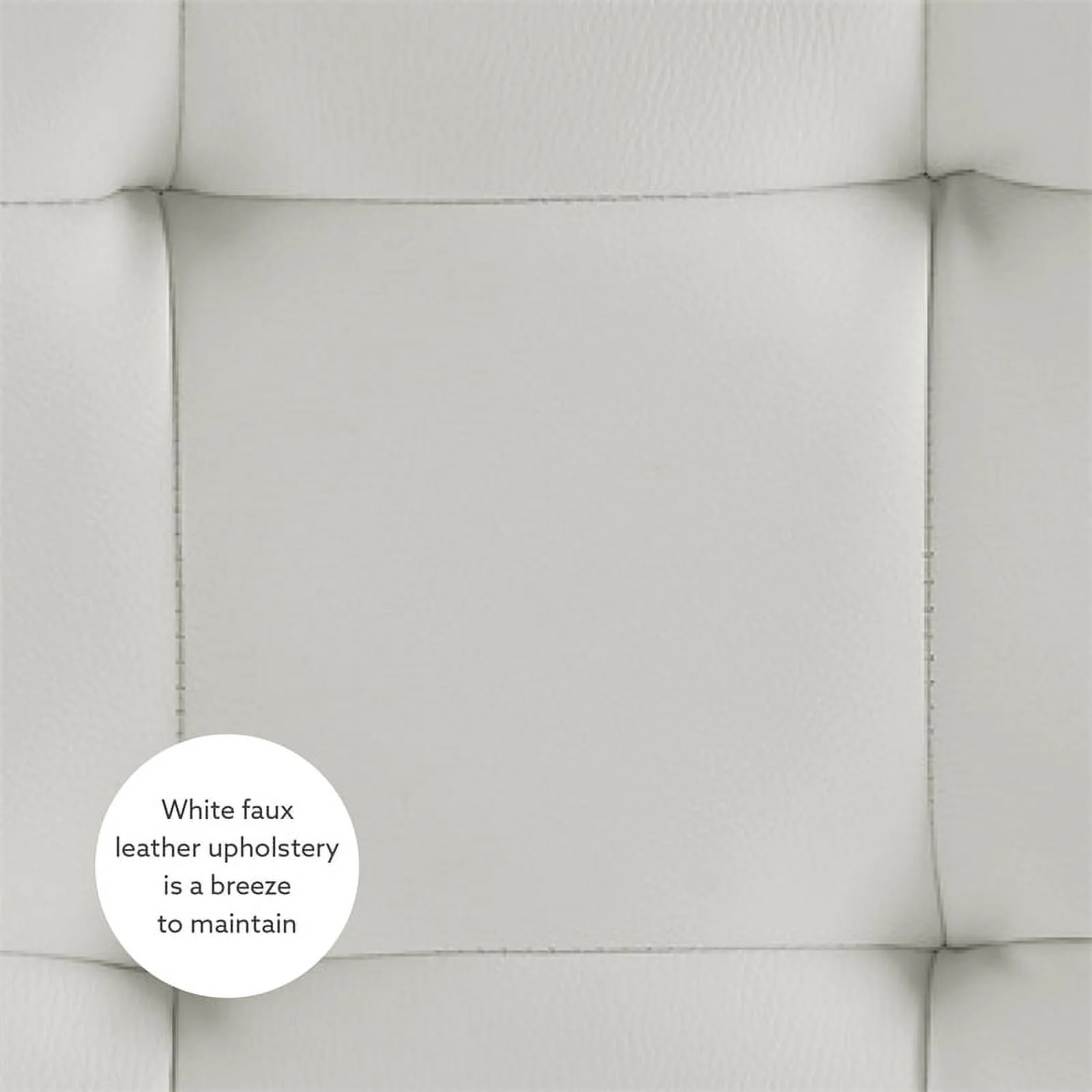 Bowery Hill Modern Round Faux Leather Swivel Ottoman in White