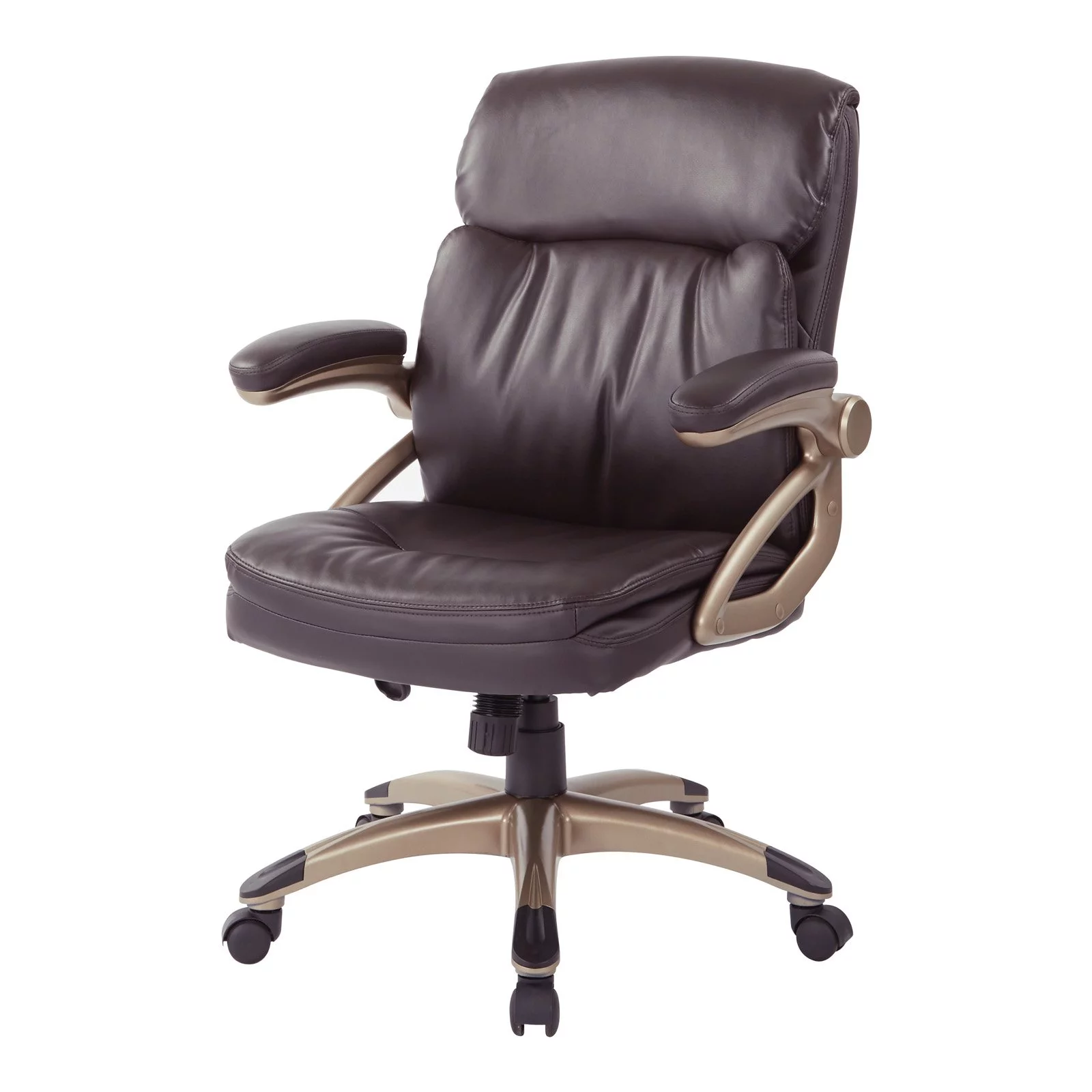 Executive Low Back Chair in Espresso Bonded Leather with Cocoa Accents