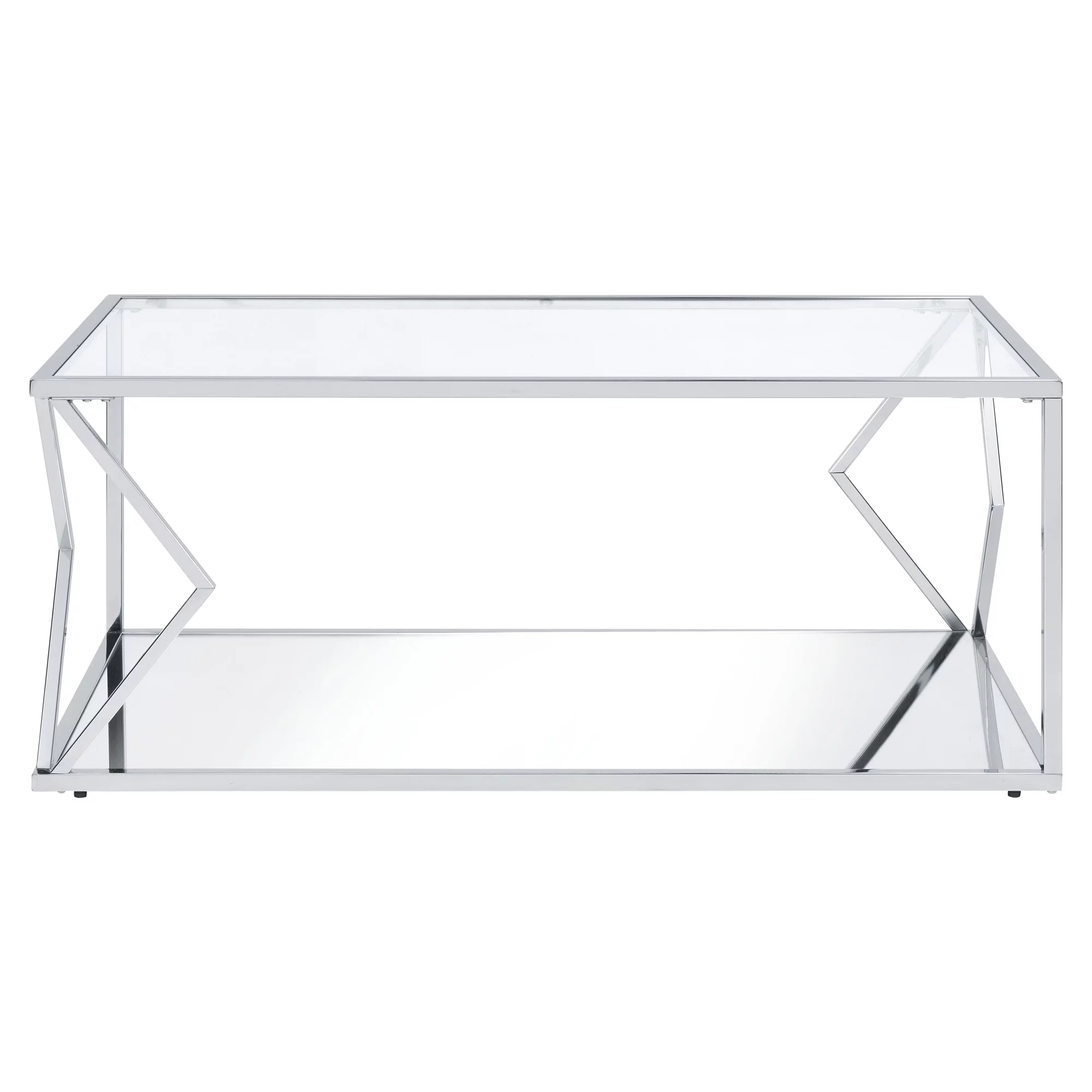 ACME Virtue Glass Top Rectangular Coffee Table in Clear and Chrome
