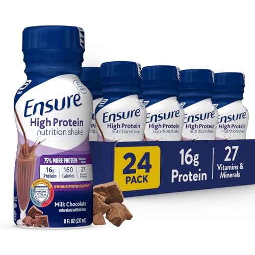 Ensure High Protein Strawberry Nutrition Shake, Ready to Drink, 16g Protein and 27 Vitamins and Minerals, 8 fl oz, 24 Pack