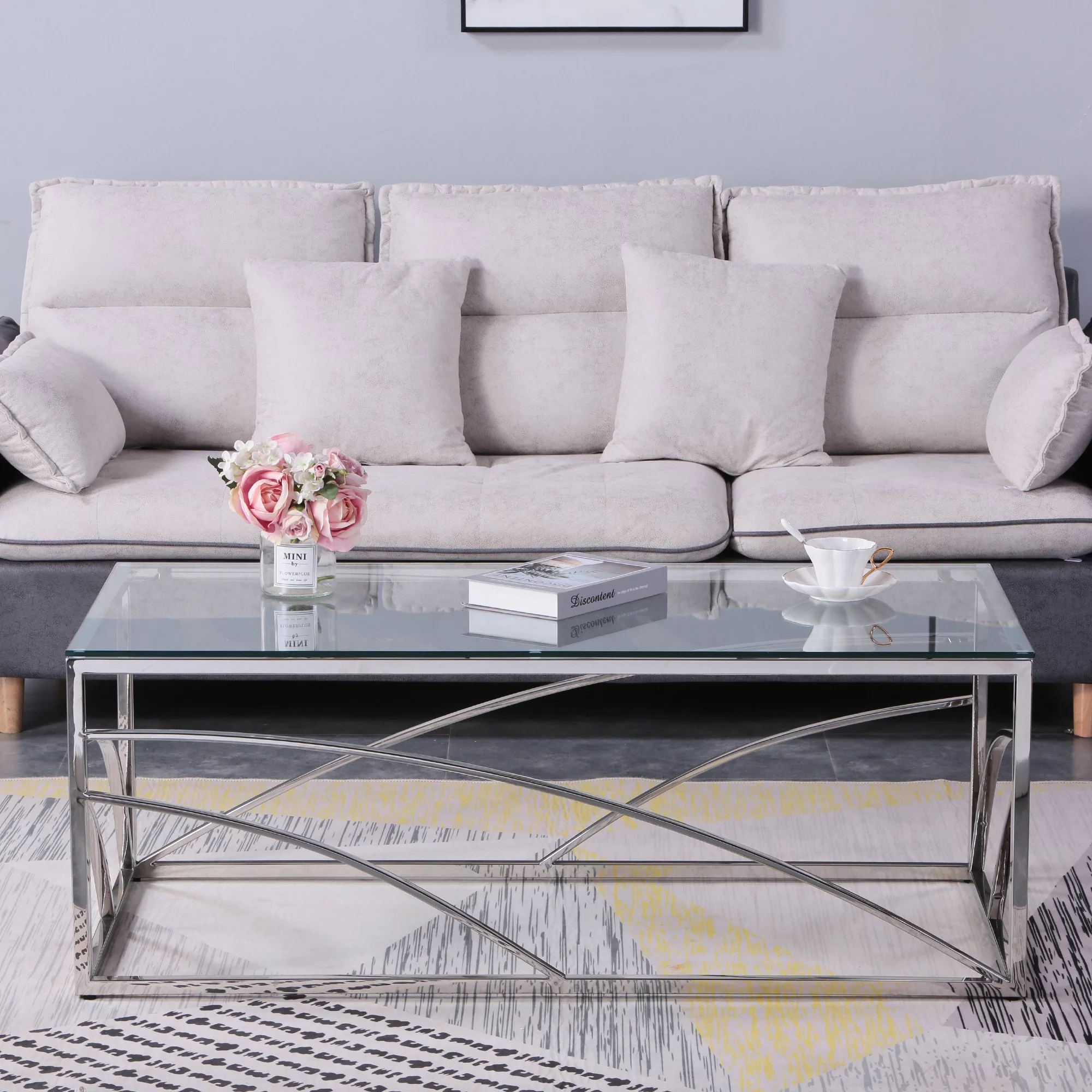 Modern Glass Coffee Table - 131*71*19.5 cm; 51.57*27.95*7.67 inch - Elevate with Sophistication