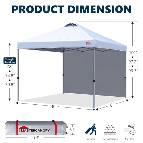 MASTERCANOPY Durable Pop-up Canopy Tent with 1 Sidewall (10'x10',White)