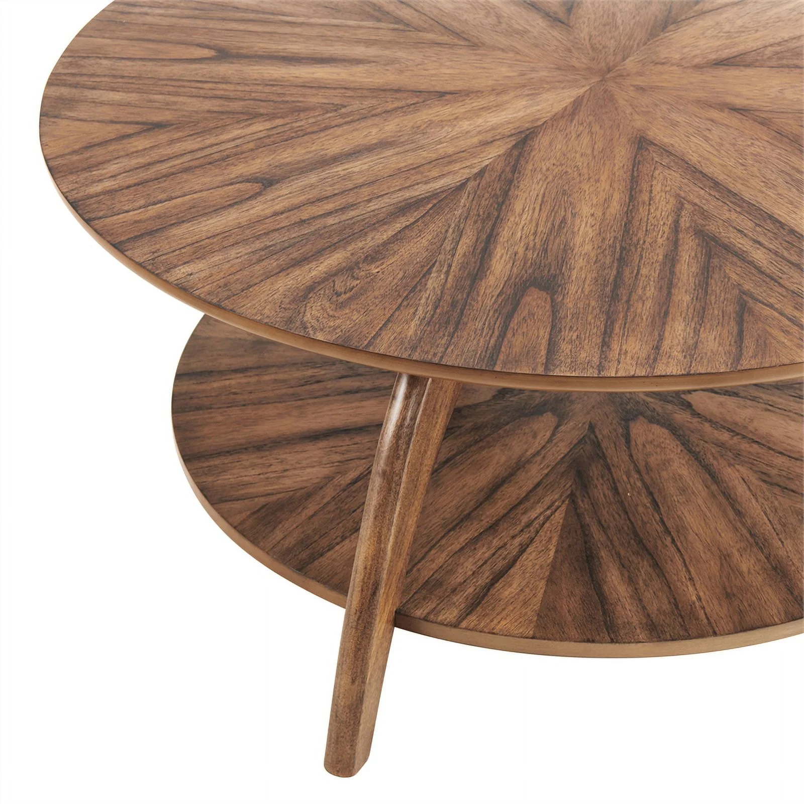Martin Svensson Home LAX Round Wood Coffee Table in Warm Nutmeg Brown