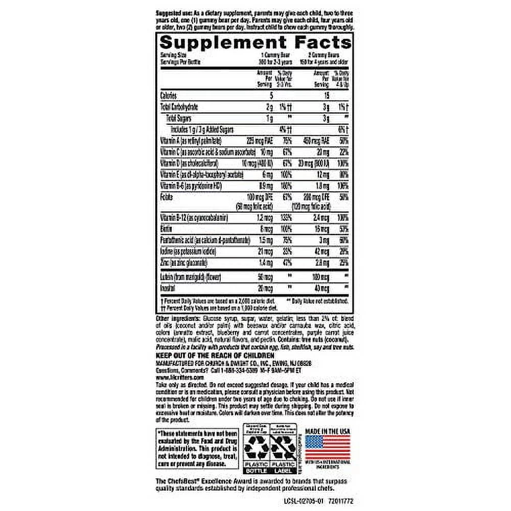 L'il Critters Gummy Vites Children's Chewable Gummy Bear Multivitamin Dietary Supplement, 275 Count