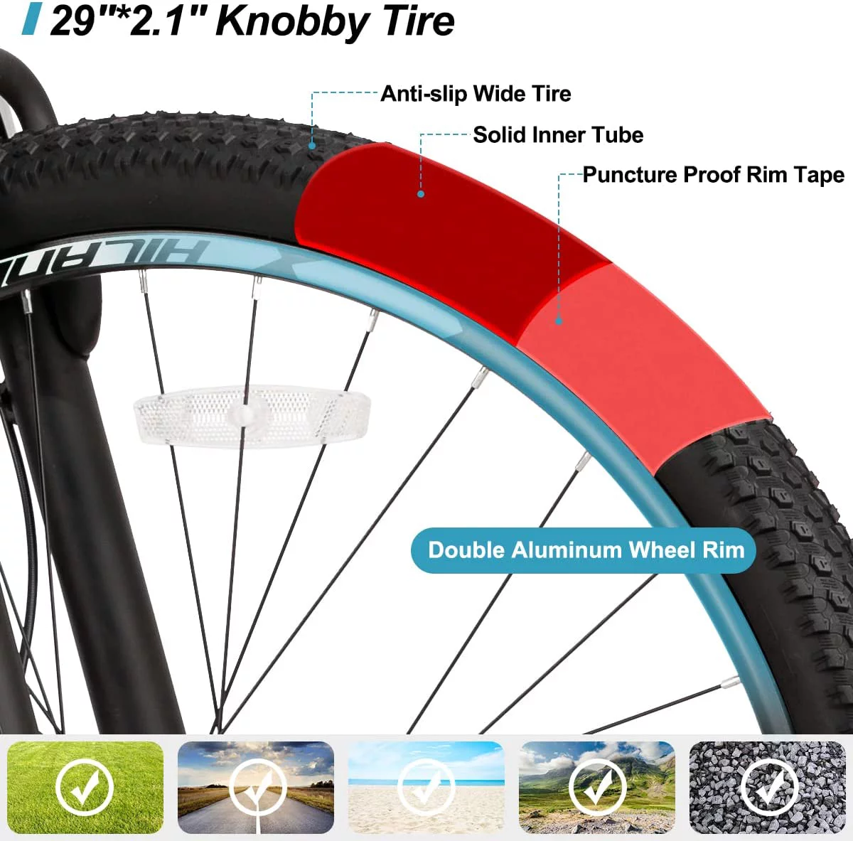 Hiland 29 inch Mountain Bike with Hydraulic Disc-Brake, Lock-Out Suspension Fork & 16 Speeds Shifter for Men 5'9