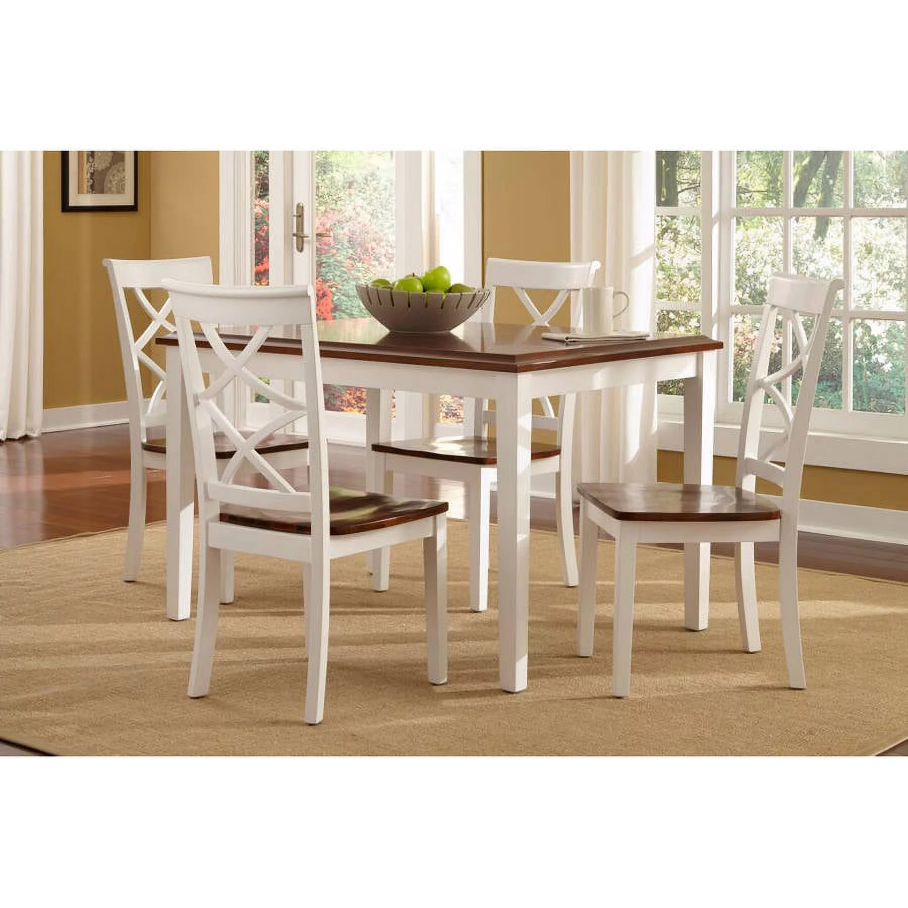 Harrison 5-Piece Dining Set, Cherry and White