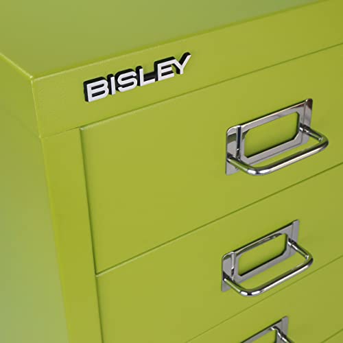 Bisley 10-Drawer Steel MultiDrawer Cabinet - Black, Chrome Pull Handles with Label Holders, Powder-Coated Steel, Removable Drawers, Fits Under Most Desks, Labels Included