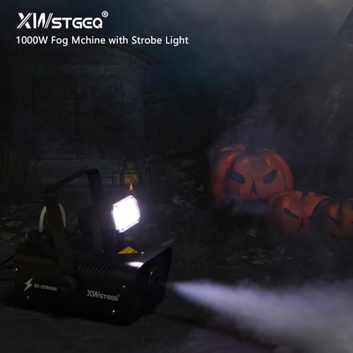 Fog Machine 1000W with Strobe Light, Wireless Remote, Perfect for Halloween, Parties, Concerts, and Events