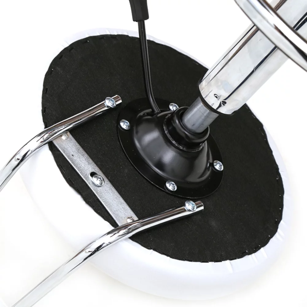 Tenozek 360 Swivel Bar Stool with Wheels Adjustable Armless Salon Stool Chairs with Back & PU Leather Seat White