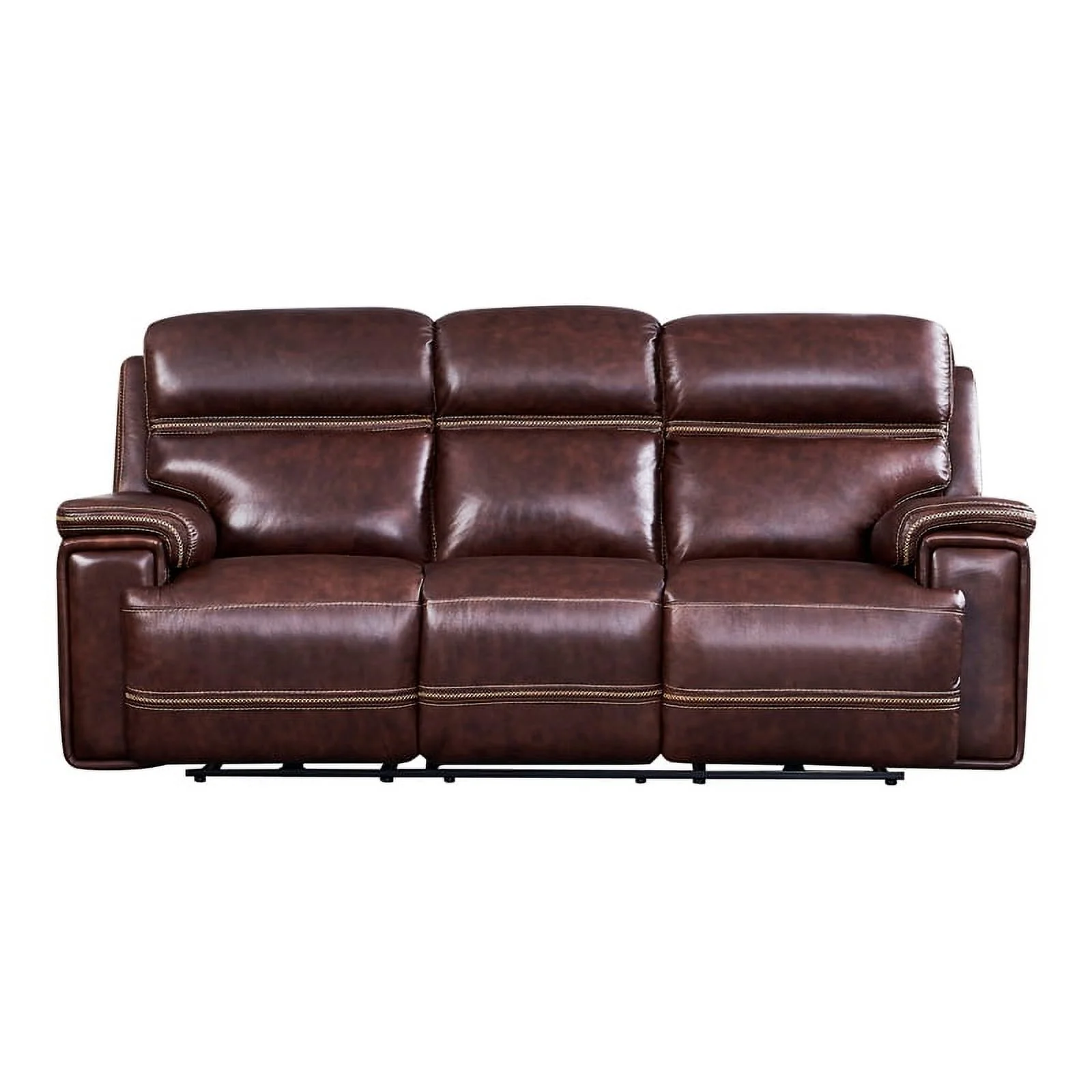 Leather Lusso Gaston Modern Genuine Leather & Hardwood Sofa in Brown