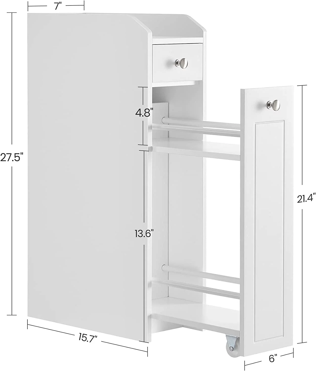 YINCHEN Small Bathroom Storage Cabinet, Slim Bathroom Storage Organizer, Toilet Paper Holder with Storage, Toilet Paper Storage Cabinet with Slide Out Drawers, for Small Spaces, White UBBC847P31