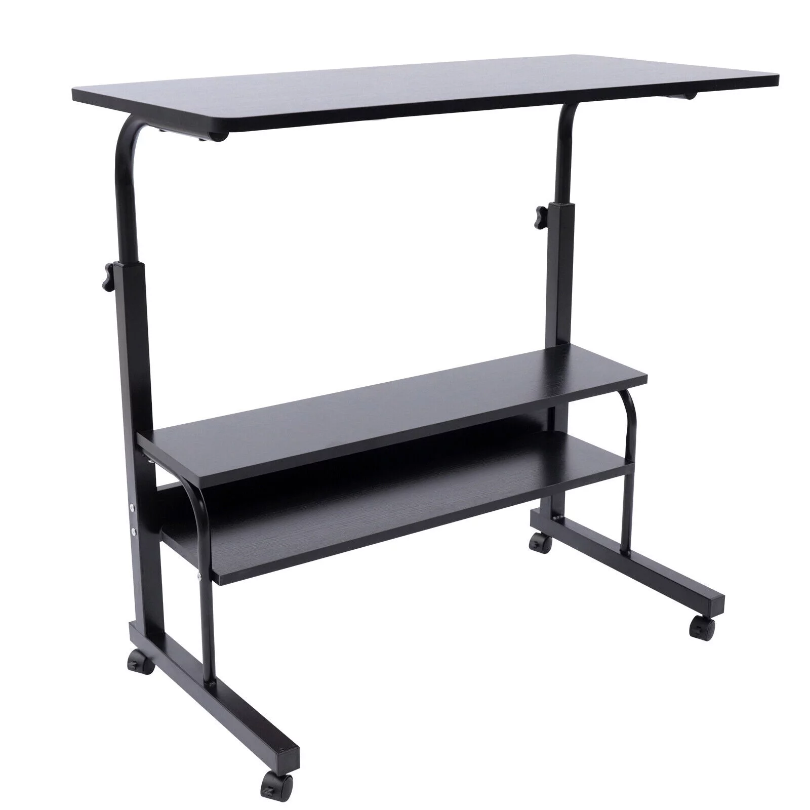 TFCFL Adjustable Height Desk ,double layer Laptop Desk Overbed Table Stand with Wheels