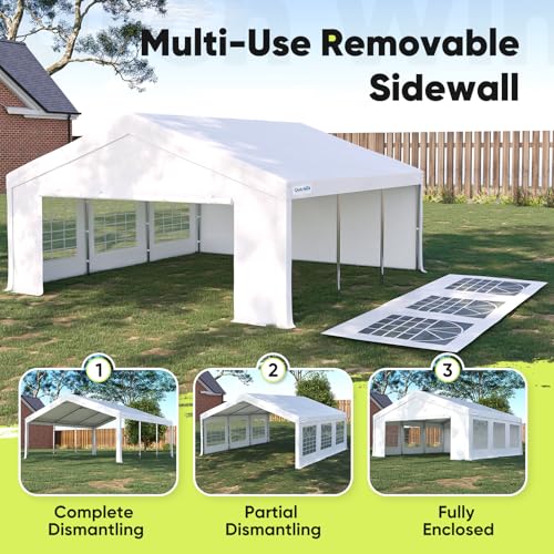 Quictent 20x20 Party Tent Heavy Duty Outdoor Canopy Tent Carport Wedding Event Shelter BBQ Wedding Tents for Parties with Storage Bags(Mesh)