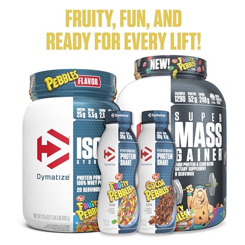 Dymatize x Fruity Pebbles ISO100 Whey Protein Powder Isolate, 25g of Protein, 20 Servings, 5.5g BCAAs, 120 Cal., Gluten Free, 1g Fat, 1g Sugar, 2g Carb