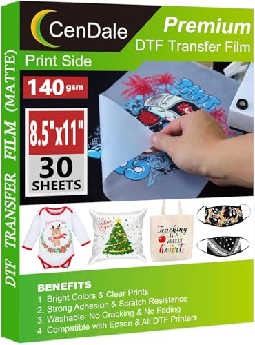 DTF Transfer Film & Powder Kit - 30 A4 Sheets, 14oz White Medium DTF Powder, Direct-to-Film Transfer for Any Fabric