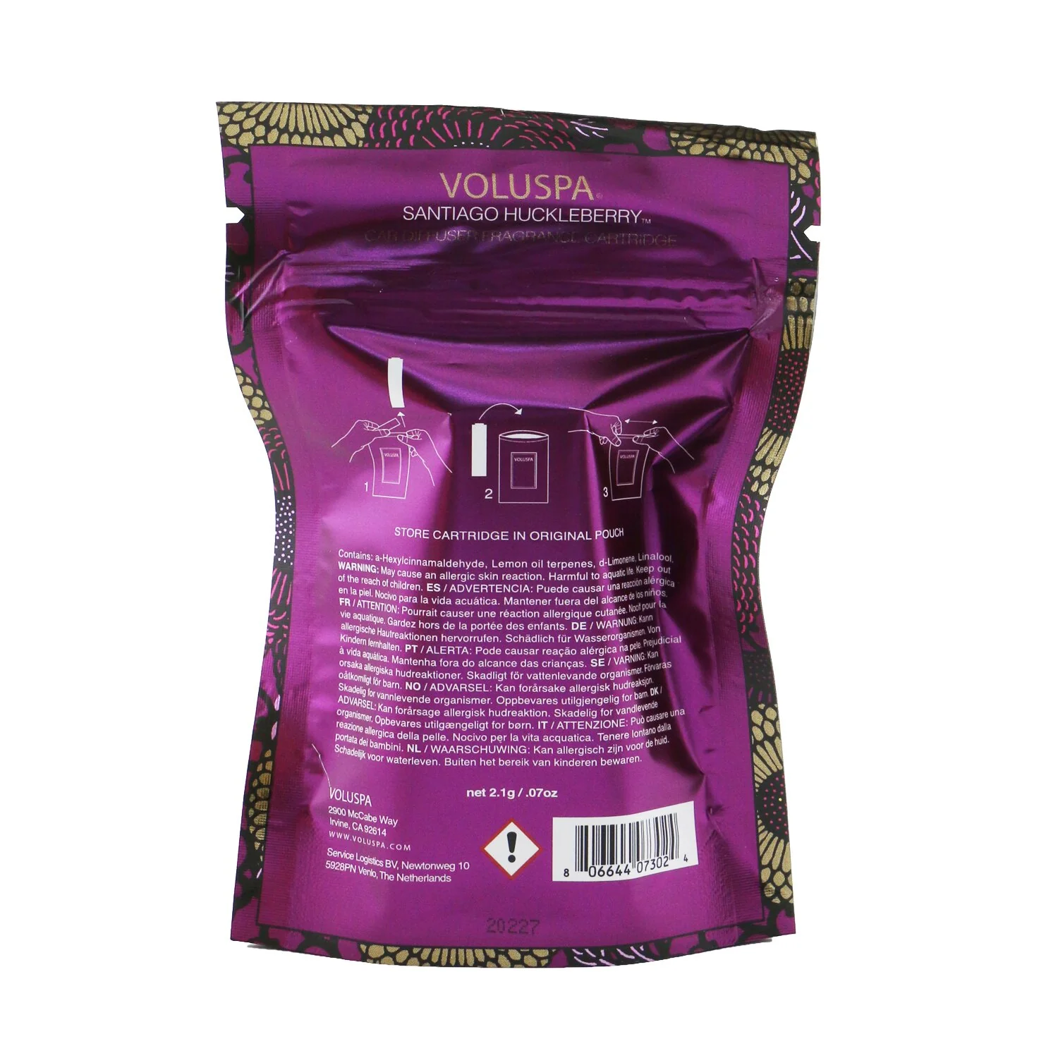 Voluspa Car Diffuser Refill - Santiago Huckleberry  2.1g/0.7oz