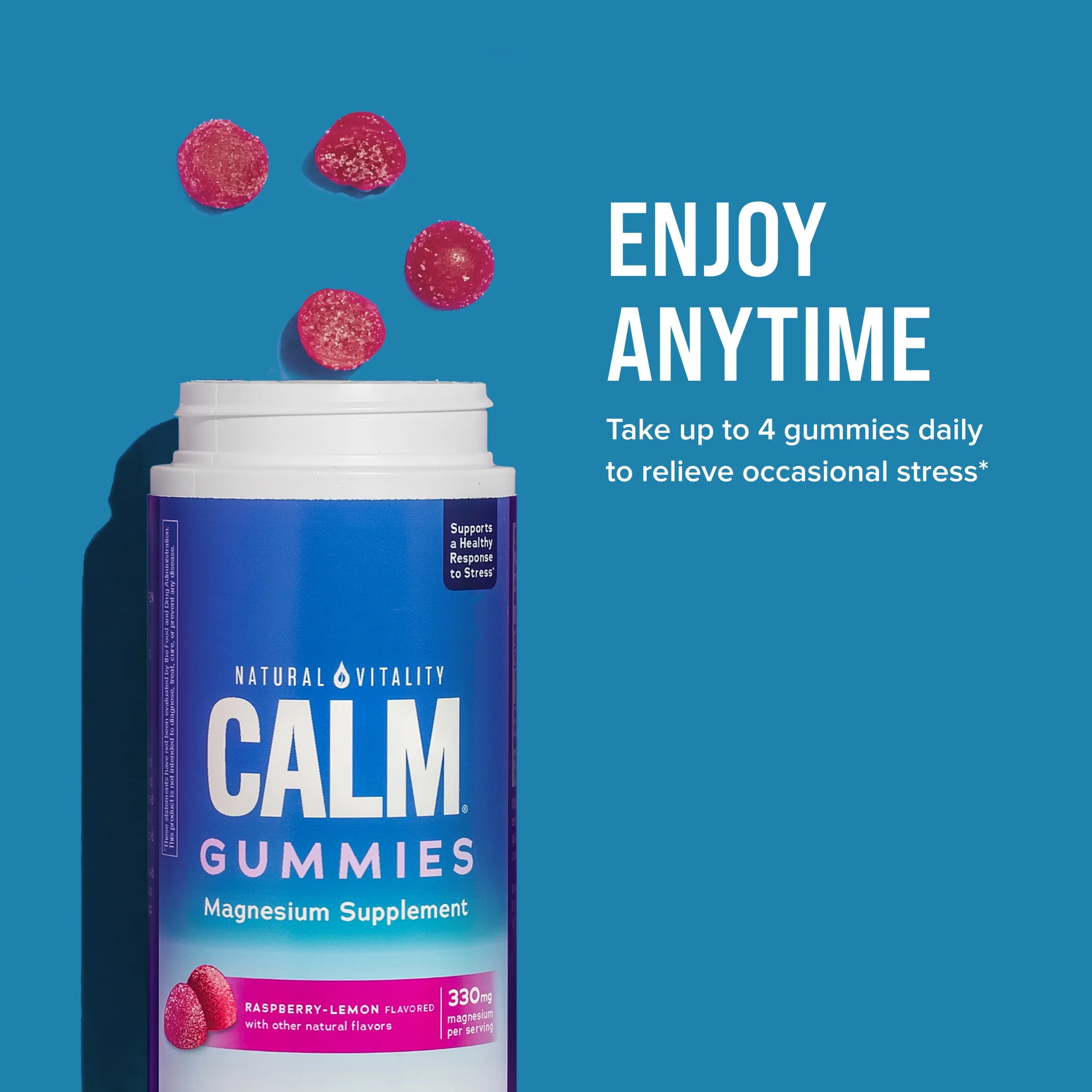 Natural Vitality Calm Magnesium Supplement Gummies, Raspberry Lemon, 120 Count