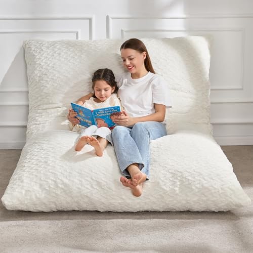 Hobestluk 3 in 1 Bean Bag Chair Giant Bean Bag Chairs Convertible Bean Bag Floor Cushion with Machine Washable Cover, Beanbag Chairs for Adult (Dark Grey)