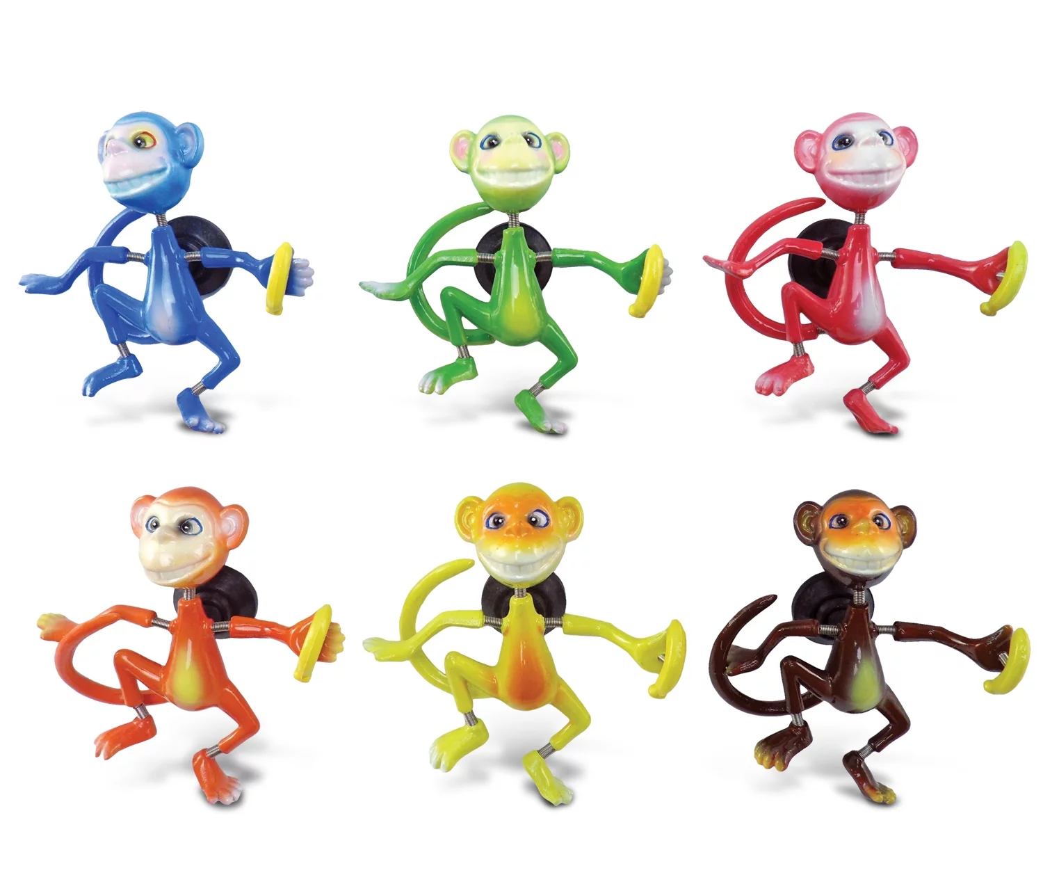 CoTa Global Monkey Refrigerator Bobble Magnets Set of 6 - Assorted Color Fun Cute Zoo Wild Life Animal Bobble Head Magnets For Kitchen Fridge, Lockers, Home Decor Cool Office & Decor Novelty - 6 Pack