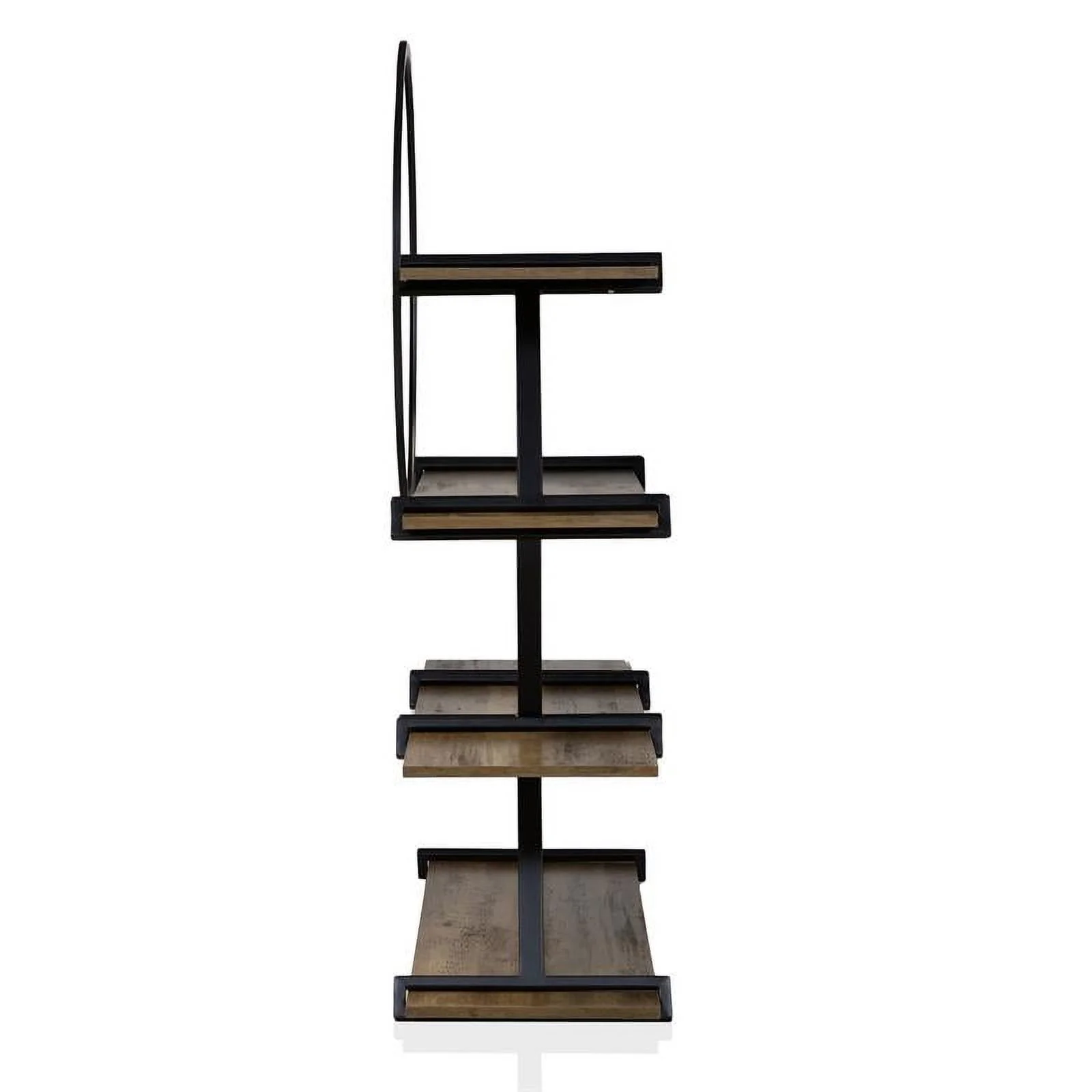 Furniture of America Burks Industrial Metal 4-Layer Bookcase in Matte Black
