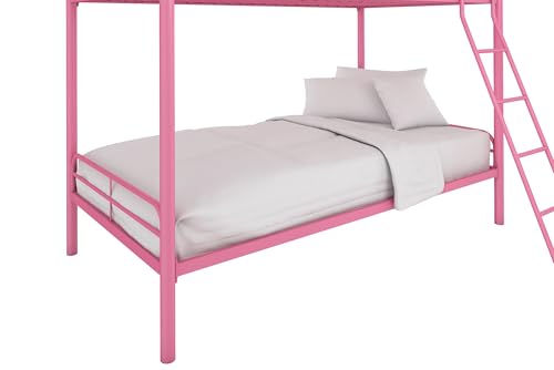 DHP Twin-Over-Futon Convertible Couch and Bed with Metal Frame, Ladder and Guardrails - Black