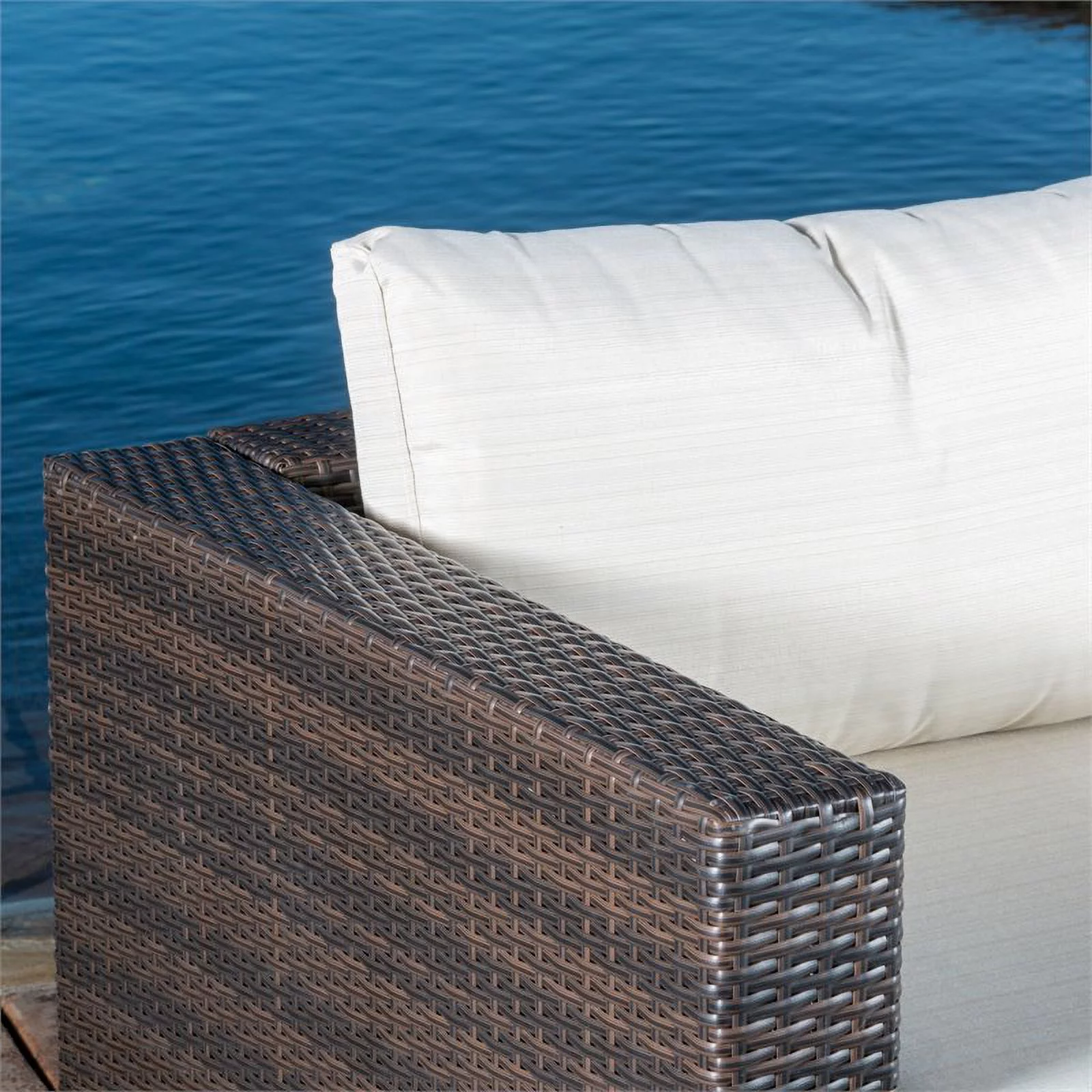 Santa Rosa Multibrown Wicker 5 Seater Sectional Sofa Set with Beige Cushions