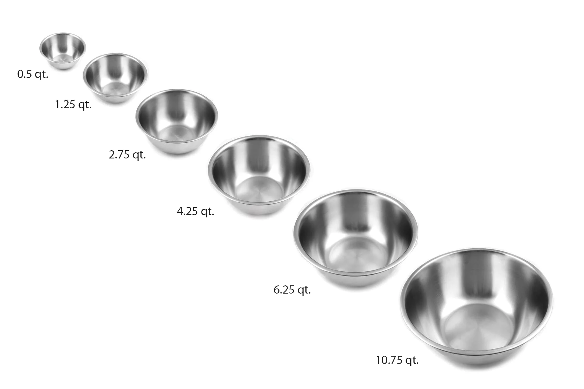Fox Run 6-Piece Nesting Stainless Steel Polished Mirror Finish Mixing Bowls Set