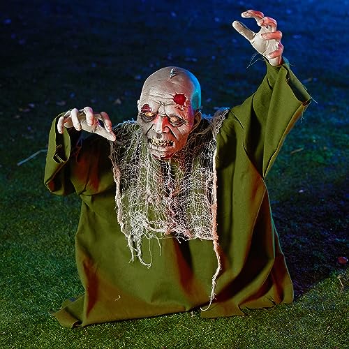 halloween animated zombie groundbreaker with crawling creepy animatronic decorations with movable arms for halloween party prop and outdoor lawn patio yard decor halloween decorations Made in China