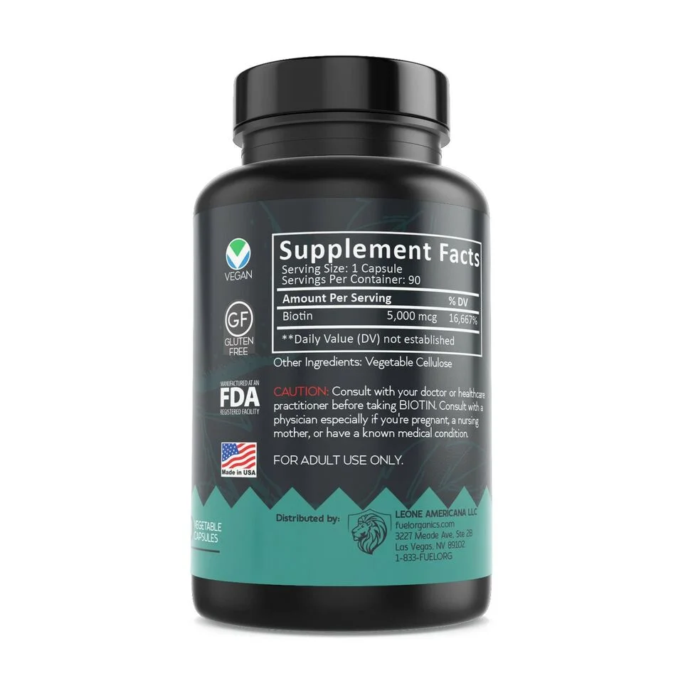 Pure Biotin 5000mcg Supplement Hair, Skin & Nails - 90 day Vitamin