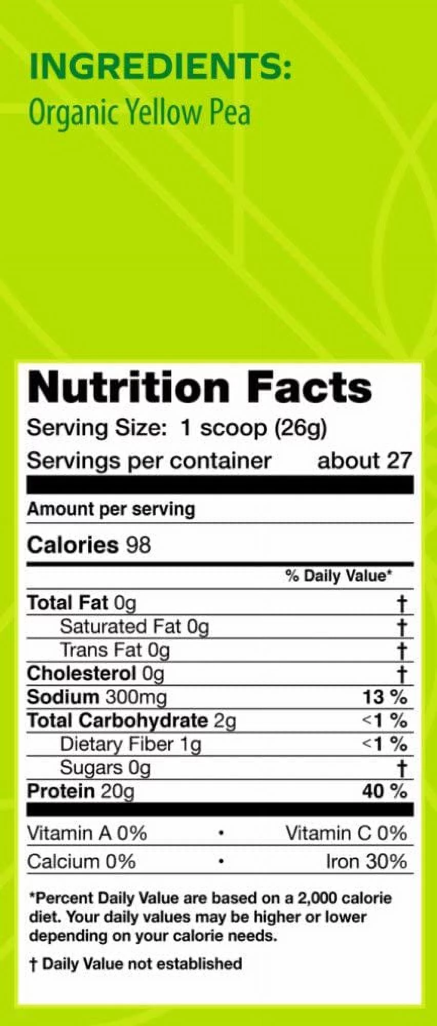 Raw Vegan Pea Protein Powder – 20 g. of Certified-Organic, Plant Based Protein Powder with BCAAs and Iron Known to Boost Energy, Strength, Focus, and More by Balanced Greens, Unflavored, 27 Servings