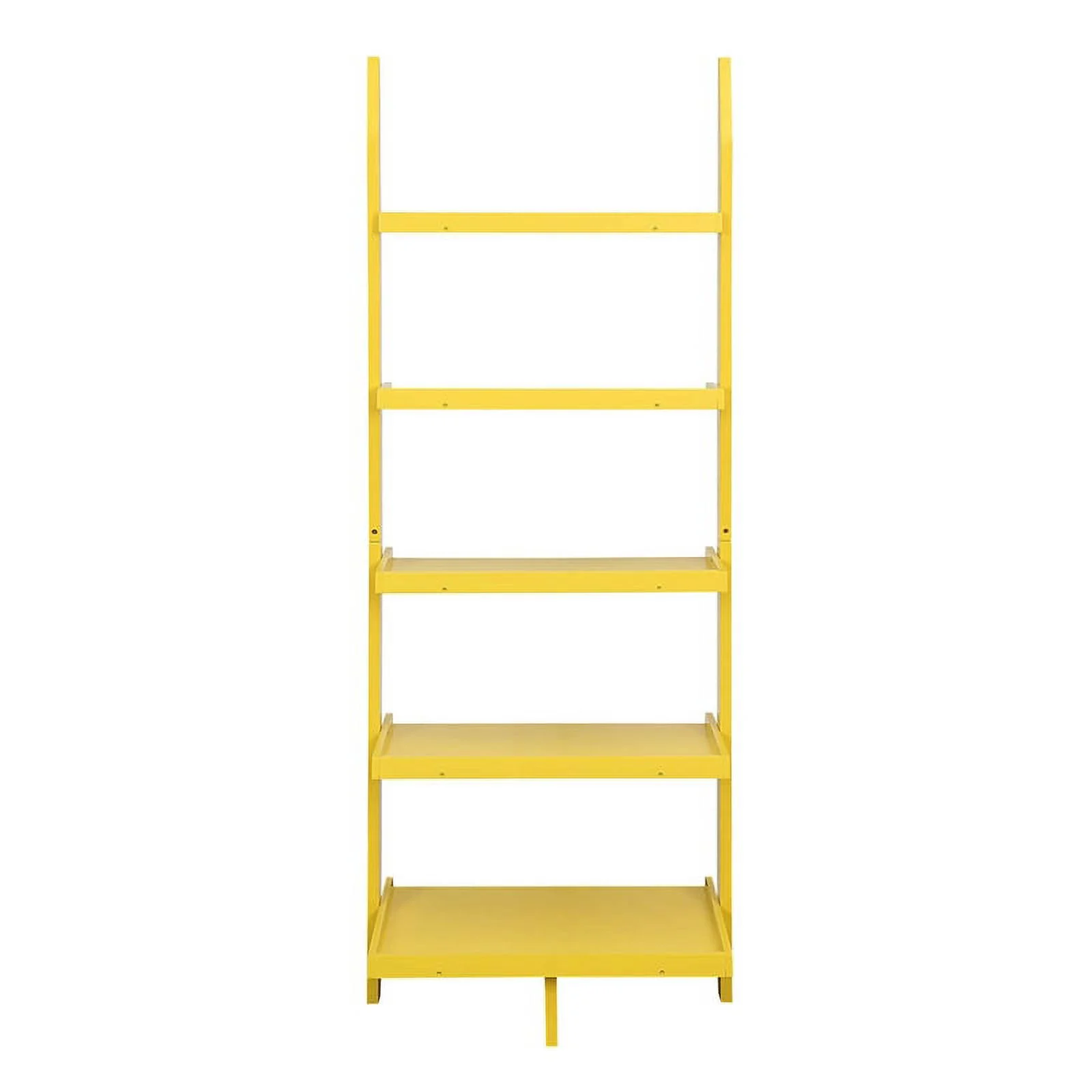 Pemberly Row Bookshelf Ladder with Five Tiers in Bright Yellow Wood Finish