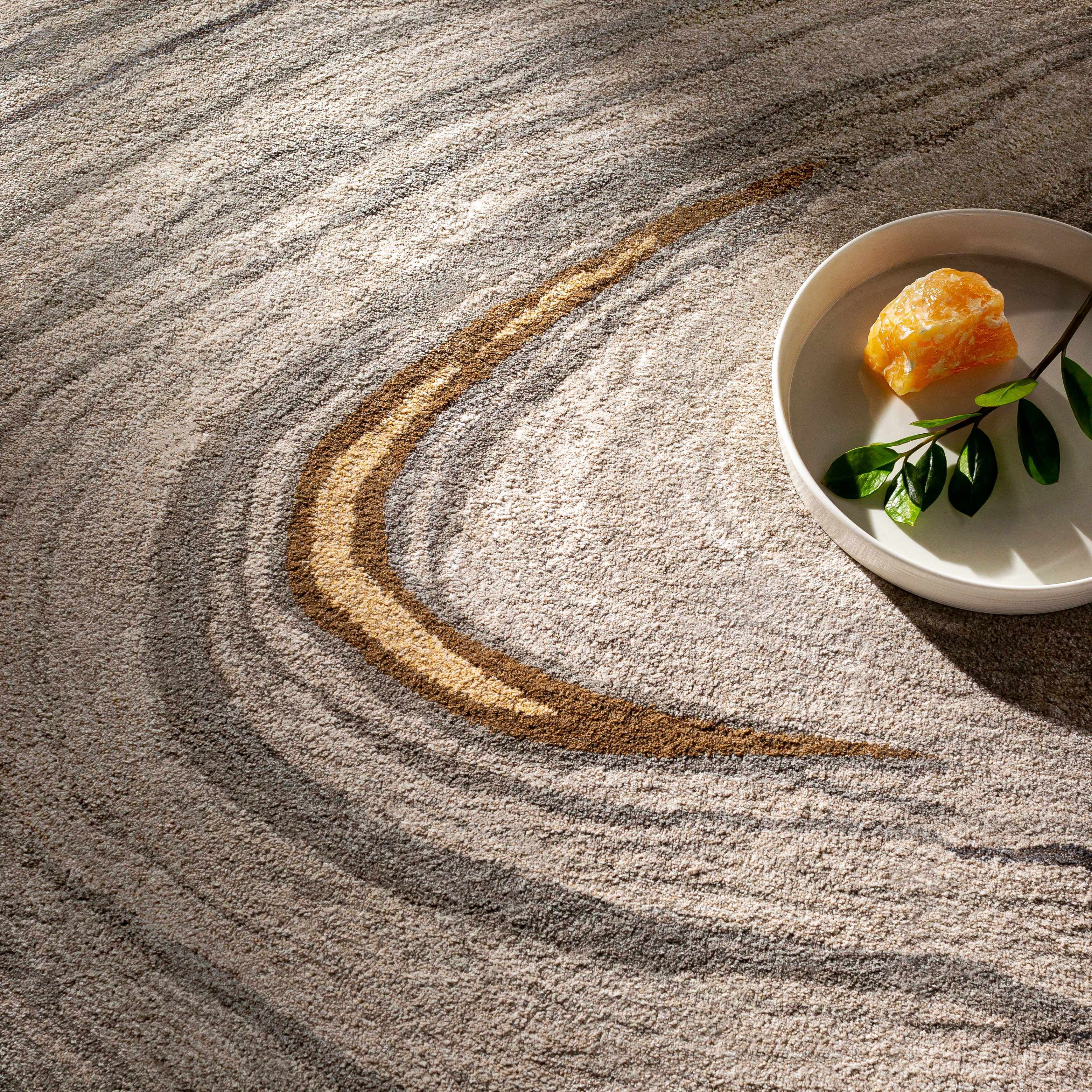 Hauteloom Berino Living Room, Bedroom Area Rug - Modern - Gray, Brown - 6'-Round