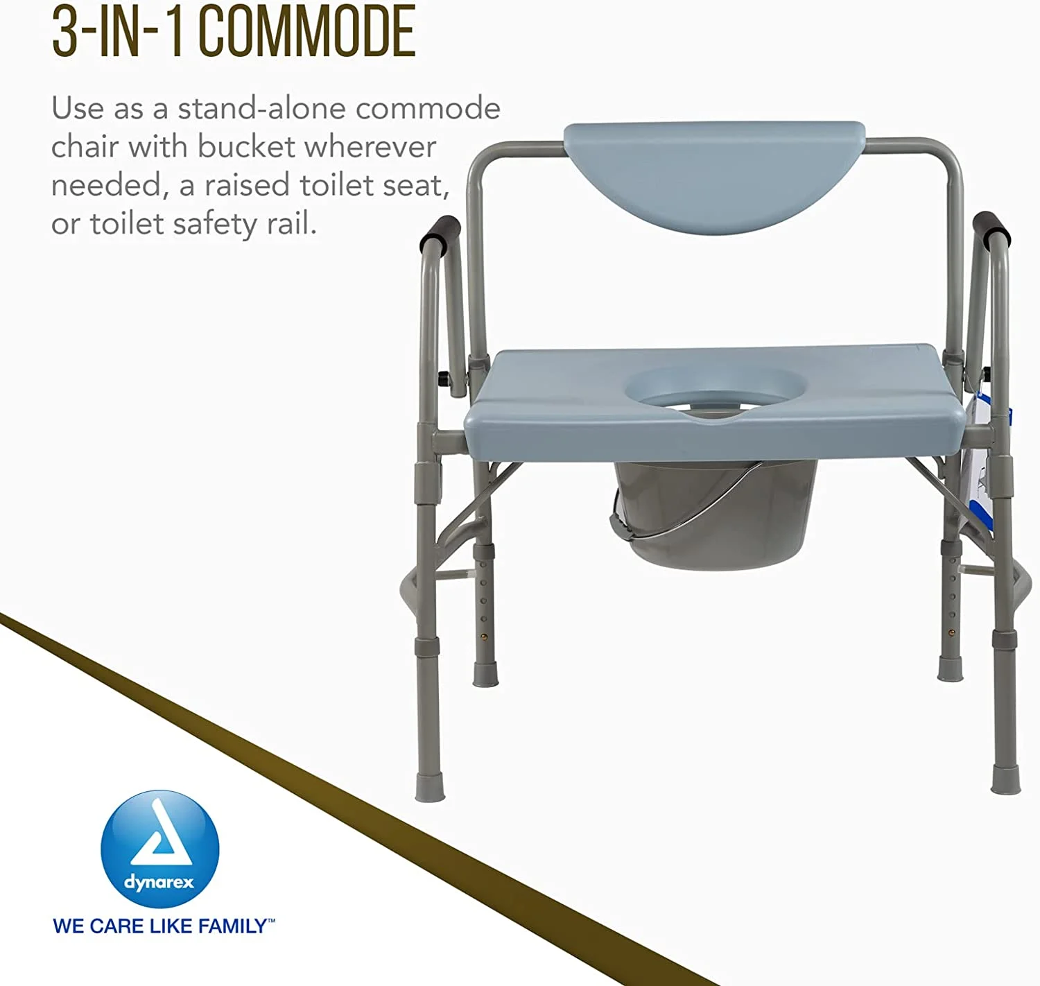 Deluxe Bariatric Drop-Arm Commode 1000lb Capacity by Dynarex