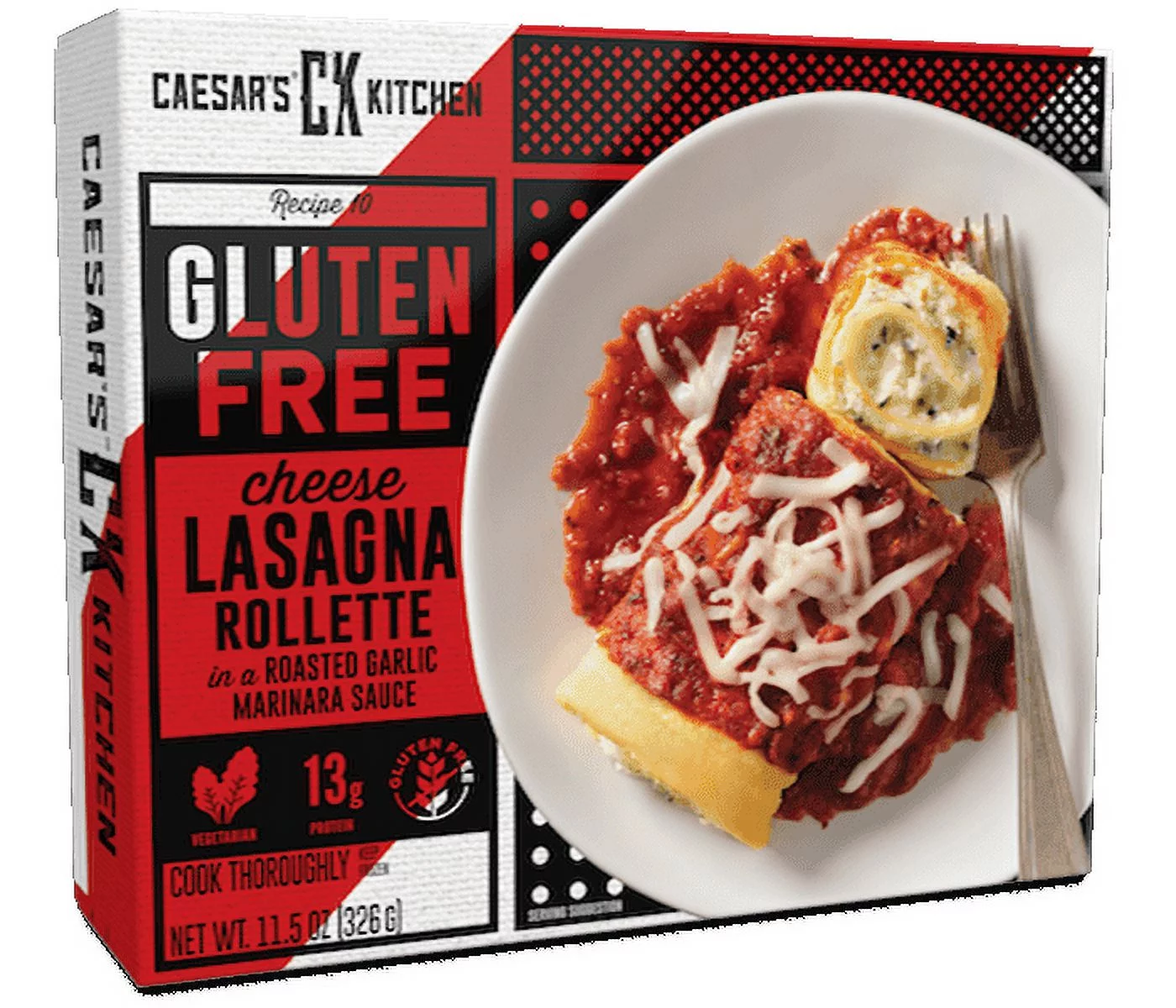 Caesar's Kitchen Gluten Free Cheese Lasagna Roll-up w/Marinara Sauce Entrée, 11.5 oz. Box, 6-Pack (Frozen)
