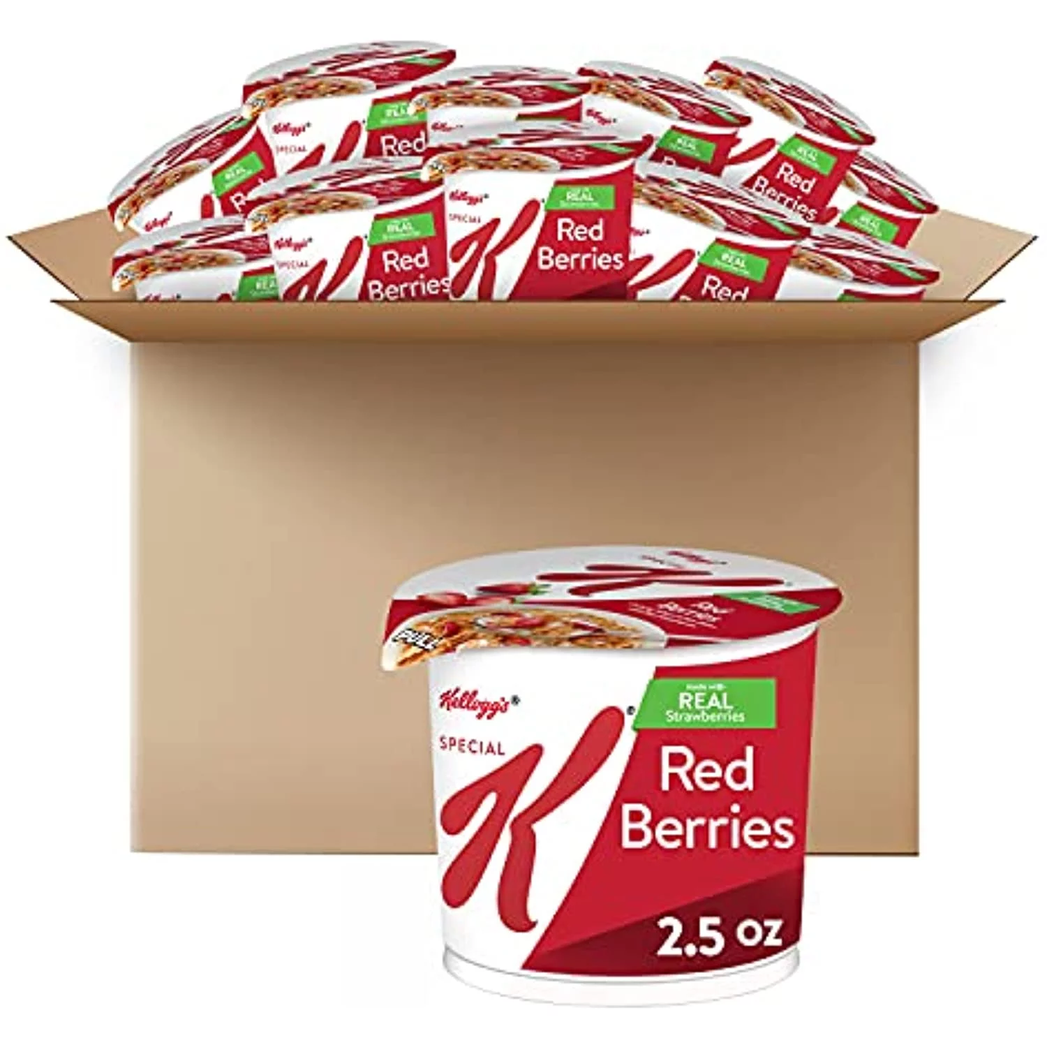 Kelloggs Special K Red Berries Cereal In A Cup - Portable Breakfast, Bulk Size (Pack Of 12, 2.5 Oz Cups)