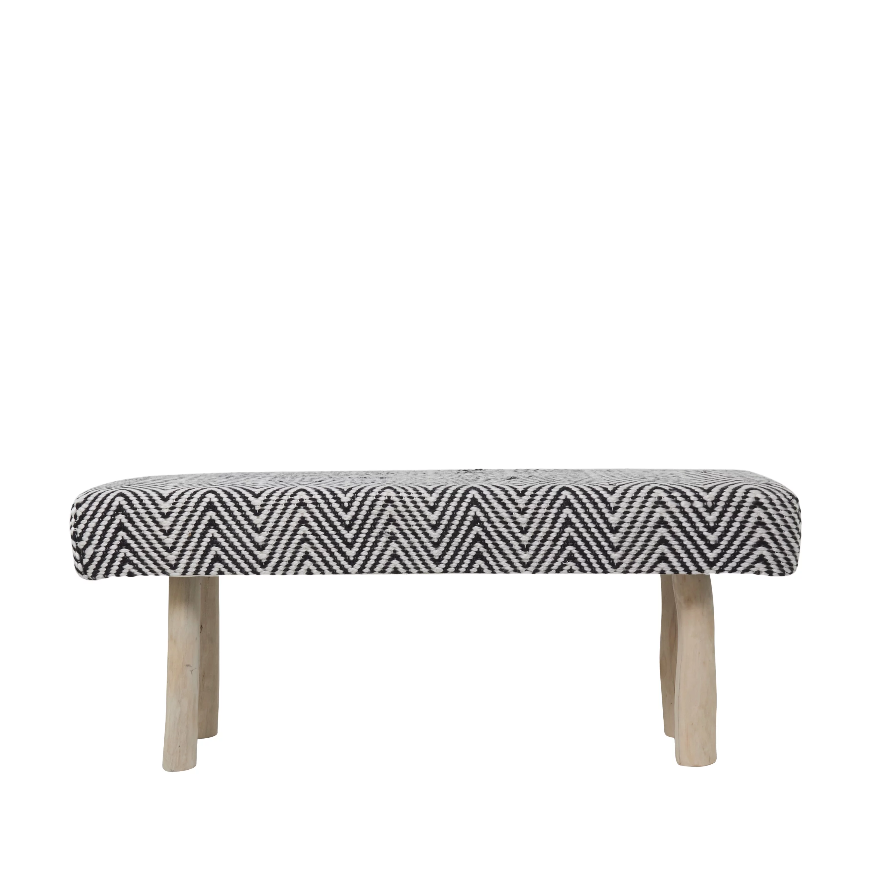 DecMode Polyester Chevron Bench with Wood Legs, Black