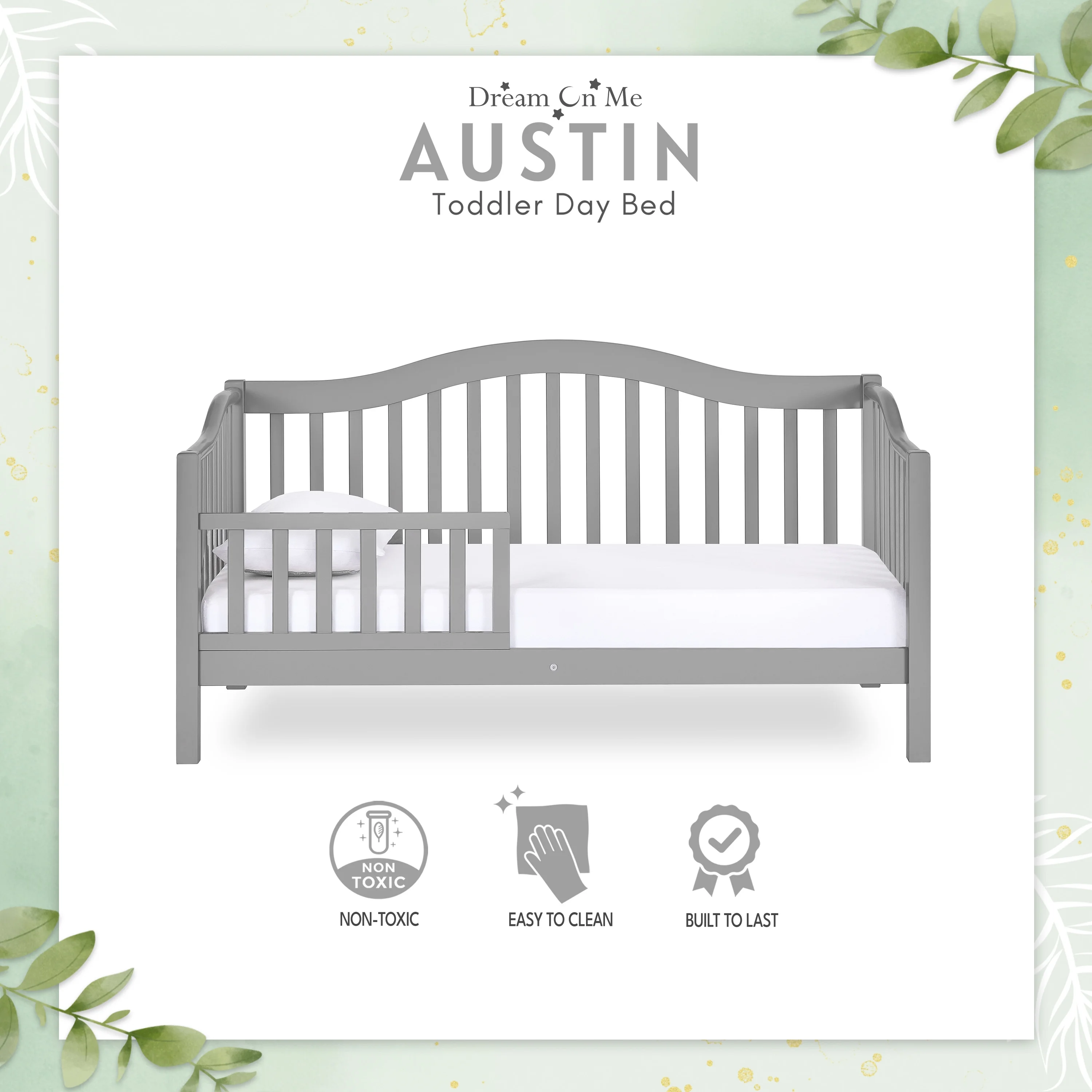 Dream On Me Austin Toddler Day Bed, Pebble Grey
